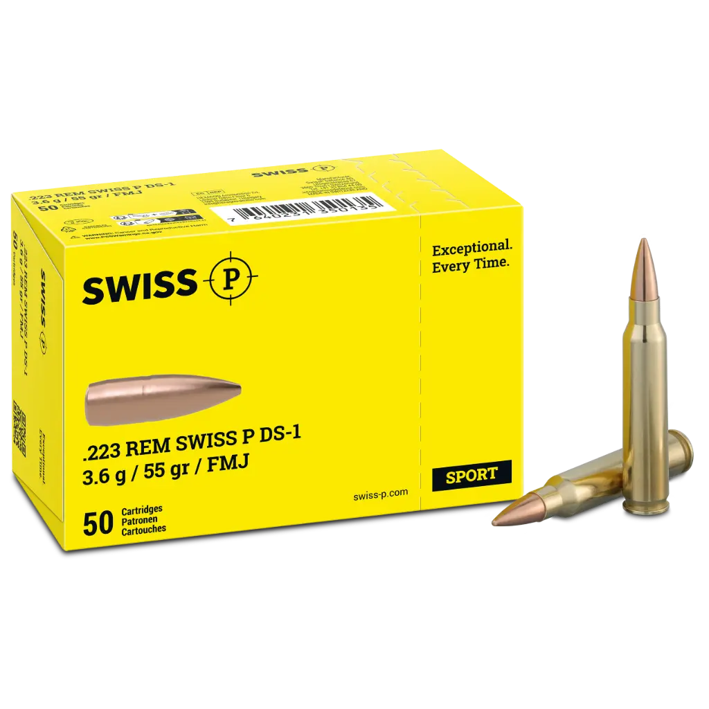 .223 / 5.56 Swiss P DS-1 FMJ 55grs 50Stk 