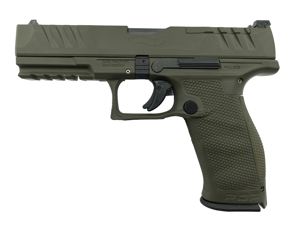 Walther PDP FS 4.5" OD Green , Kal. 9mm Para, 18 Schuss - Full Size cerakoted in OD Grün