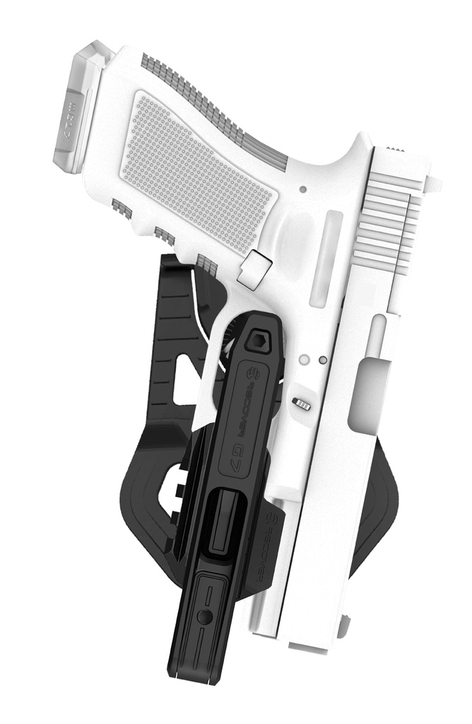 [G7-01] RECOVER G7 OWB Universal-Holster für Pistolen mit Rail (Walther/Glock/SIG/CZ, etc.) und Recover Stabilizer 20/20