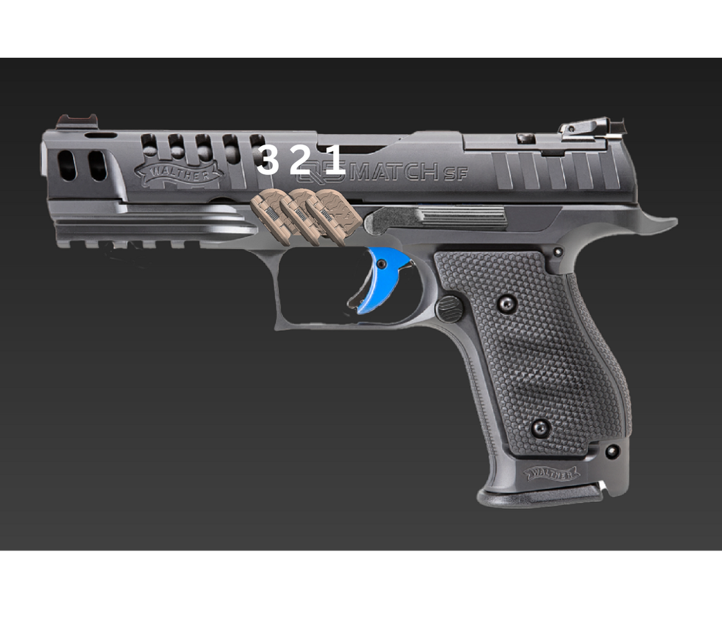 Grip Control Walther Steel Frame, klappbare Daumenstütze für die Stützhand, linke Seite für Rechtshänder