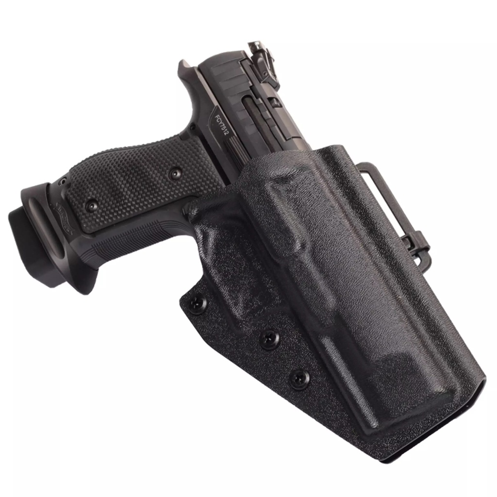 Kydex Holster für Walther PDP 5", rechts, schwarz, mit Comp-Tac PLM V2 Gürtelschlaufe