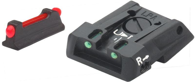 LPA - Visierung für Walther Q Match, Fiberoptik Visierung grün, rotes Korn
