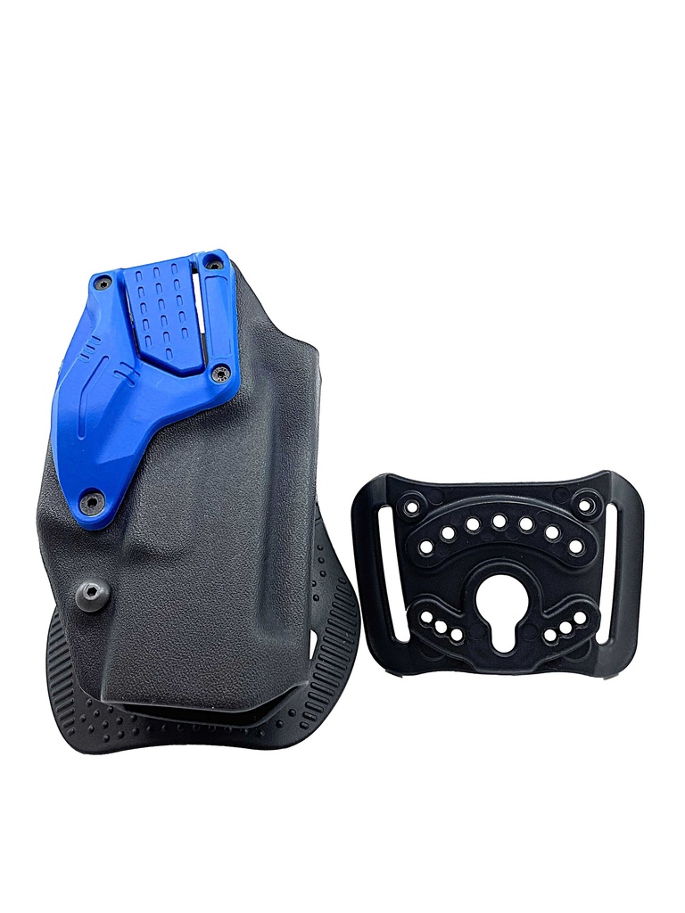 [2885212] Walther PDP4"- 5" LTG V-LESS Holster OWB, mit blauer Sicherung, und Gürtelschlaufe für offene, oder verdeckte Trageweise, Rechtshänder