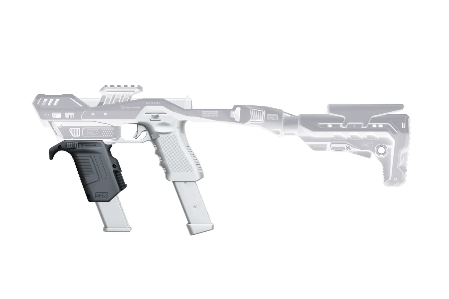 RECOVER MGX Griff mit Magazinhalter Walther PDP angeled AMC™ (ACTIVE MAG CATCH) , schwarz