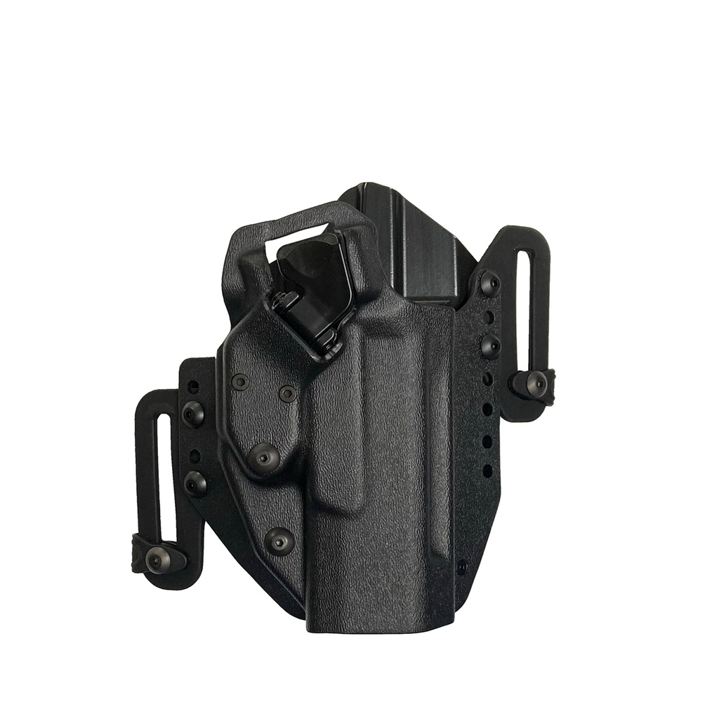 Walther PDP 4"- 5" LTG PRO Holster OWB , mit schwarzer Sicherung, Gürtelschlaufe für offene oder verdeckte Trageweise, Rechtshänder