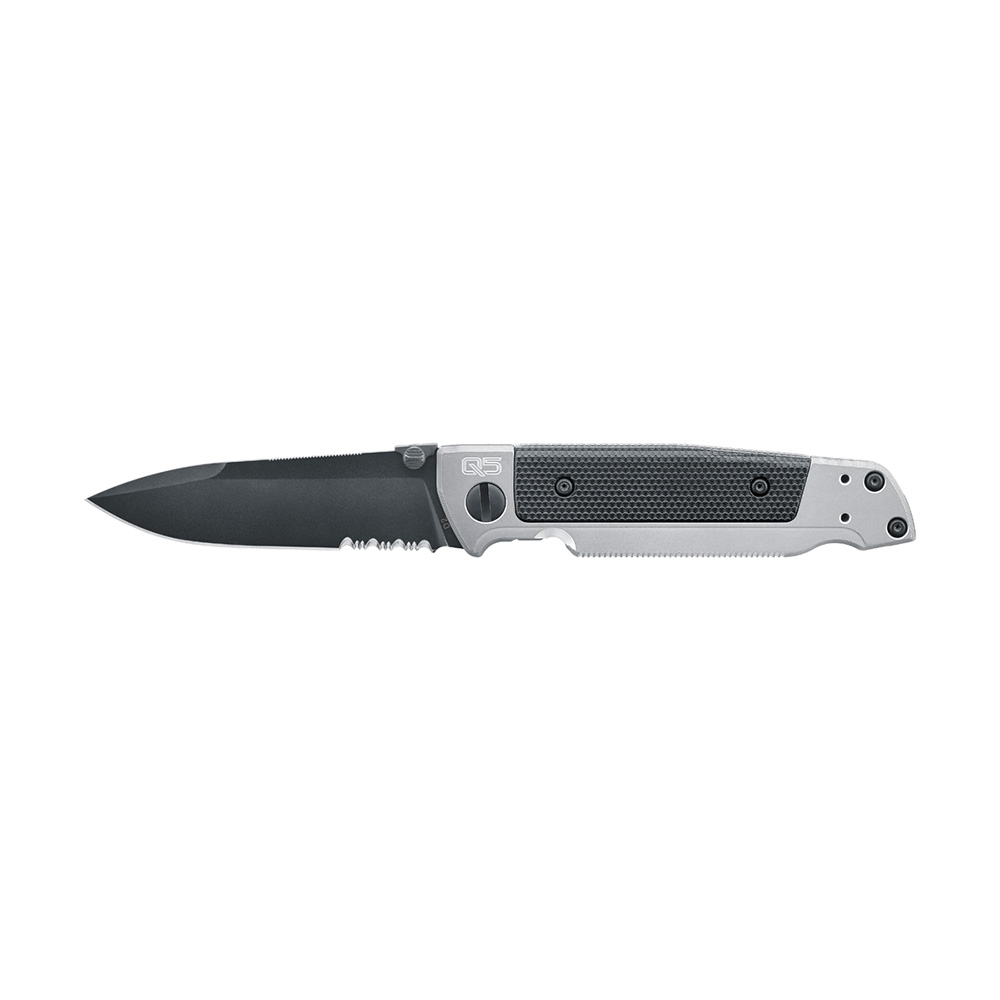 Klappmesser Q5 Steel Frame FFK, Schwarz , 9cm lange Klinge aus D2